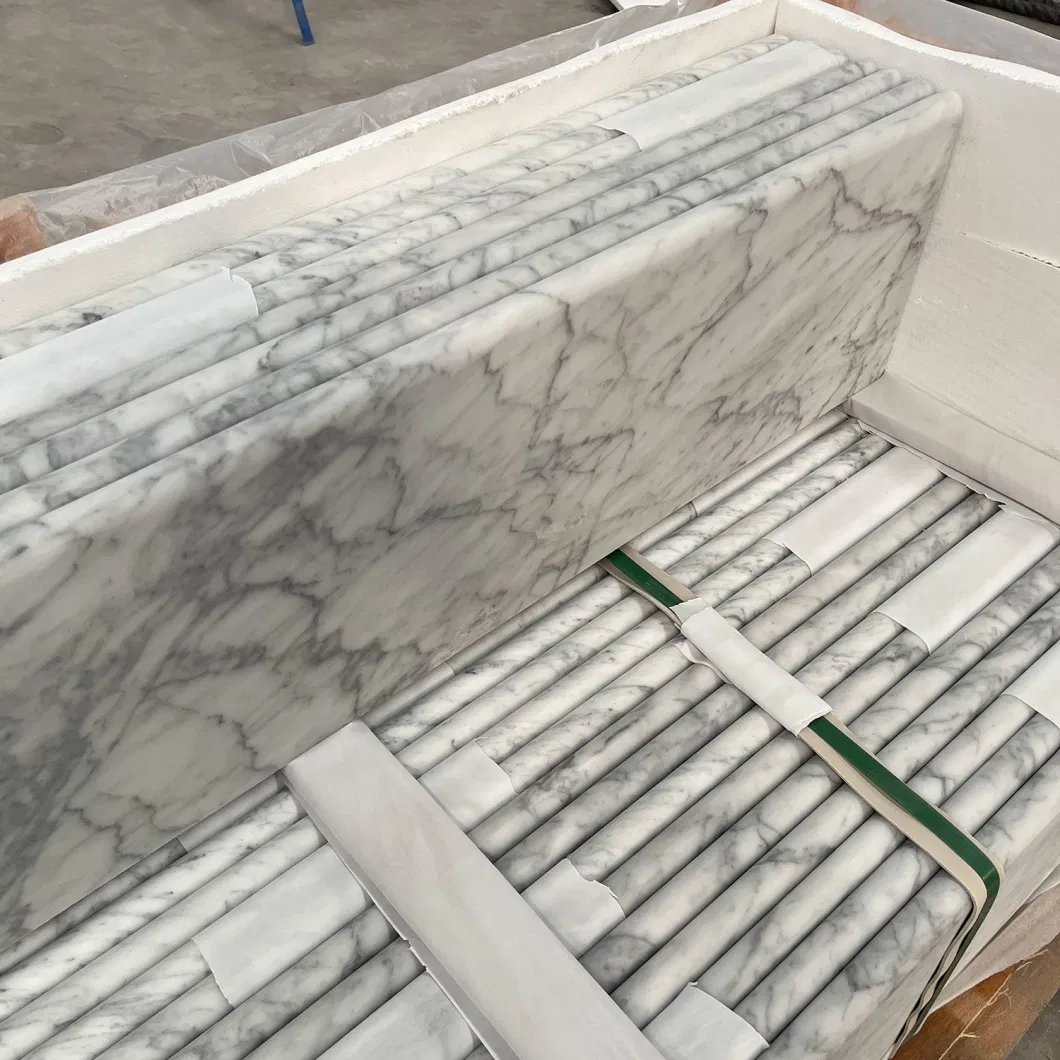 Natural Italy Carrara White Marble Straight Stairs Indoor Stone Stairs Step